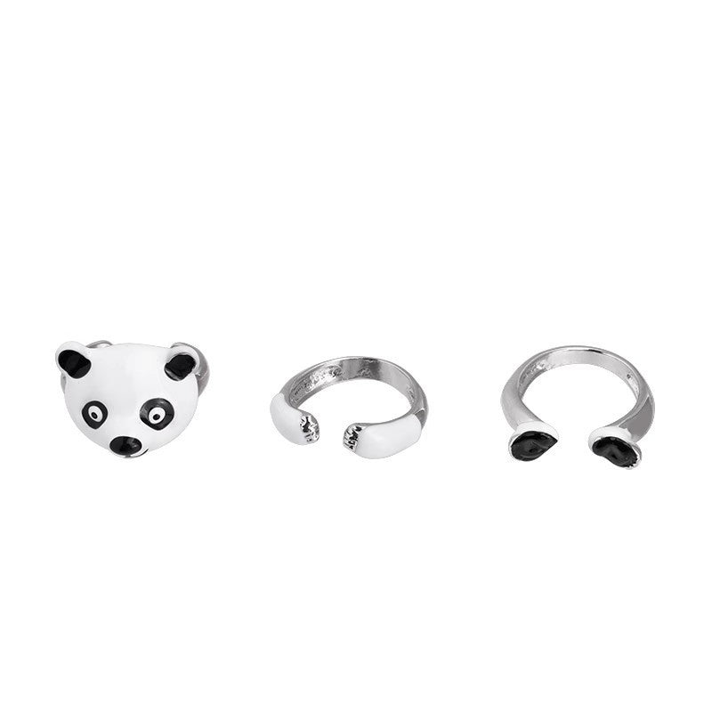 Cute Panda Female Niche Personality Puppy Index Rings