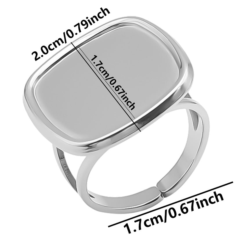 Square Hollow Opening Temperamental Cold Style Rings