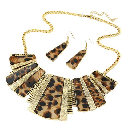 Fashion Vintage Leopard Print Sweater Chain Set Necklaces