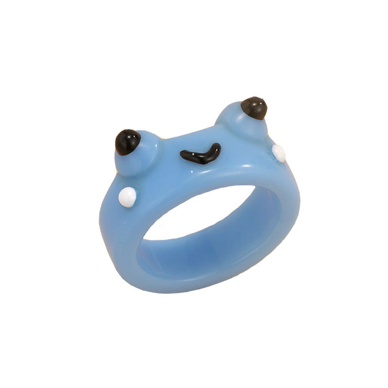 Macaron Color Series Chick Female Three-dimensional Frog Rings