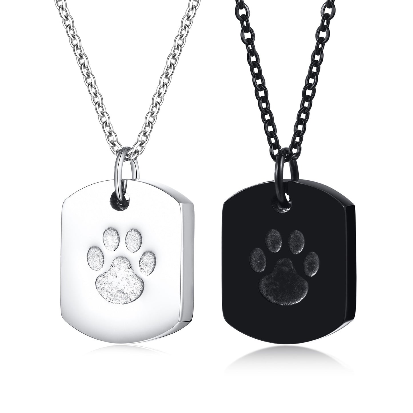 Men's Dog Paw Cinerary Casket Openable Black Pendants