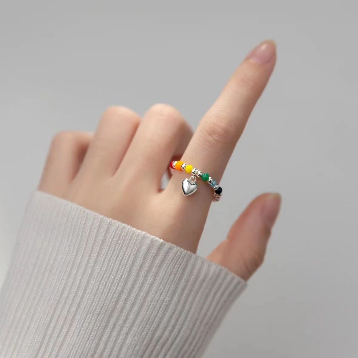 Beaded Female Fashion Elastic Personality Simple Rings