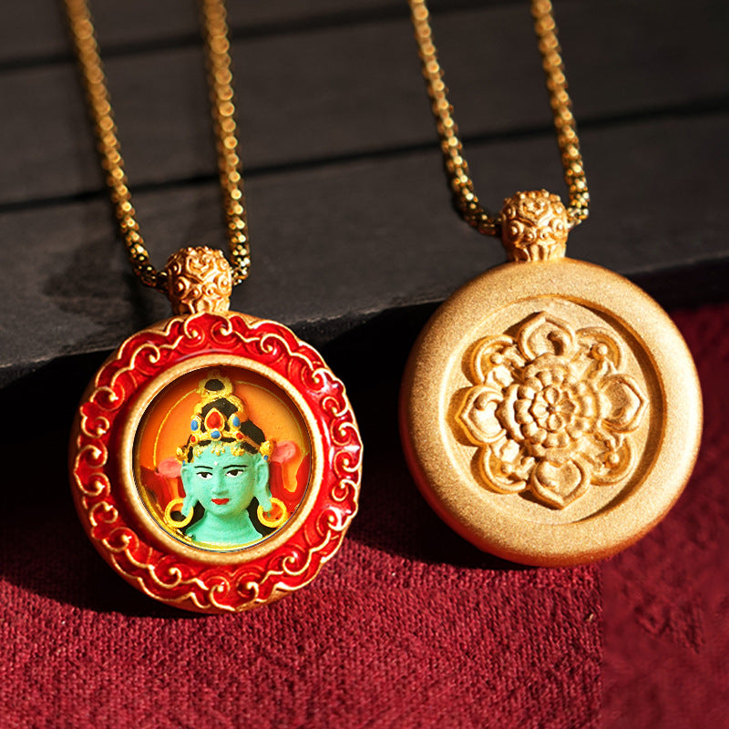 Three-dimensional Tibetan Style Fifth Master Brass Painted Wipe Pendants