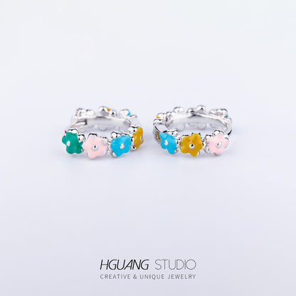 Zircon Ear Bone Sweet Colorful Piercing Earrings