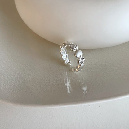 Women's Simple Design Small Pieces Of Sier Pearl Rings