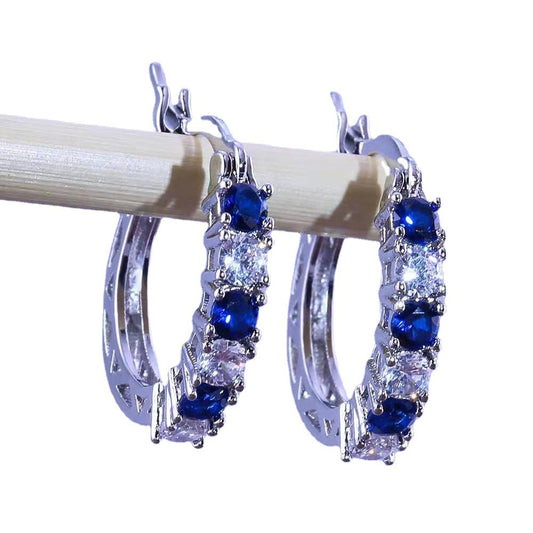 Women's Colorful Zircon Fashion Sapphire Copper Chang Earrings