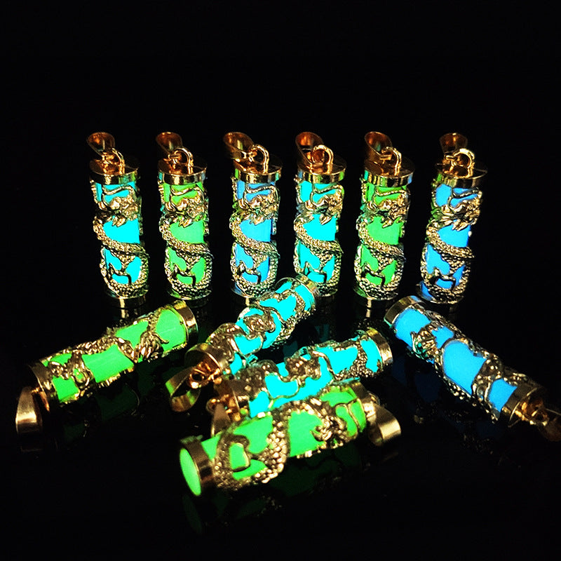 Women's & Men's Alloy Dragon Column Luminous Stone Golden Pendants