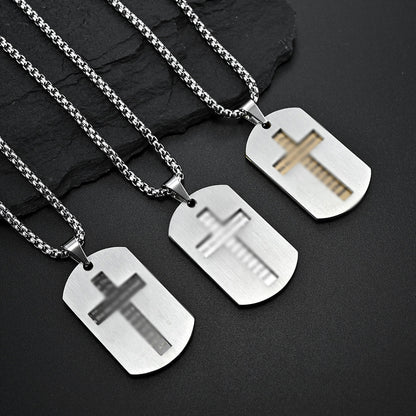 Army Stainless Steel Stacked Double Prayer Dog Pendants