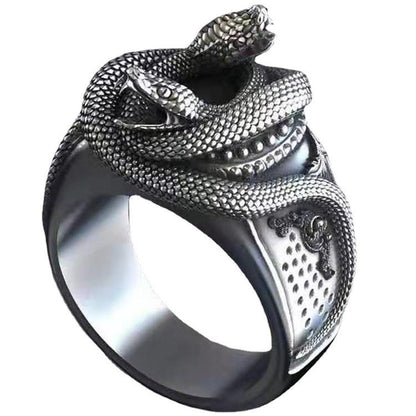 Men's Retro Personalized Creative Double Snake Winding Rings