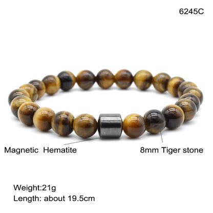 Men's Natural Stone Beaded Volcanic Rock Magnetic Bracelets