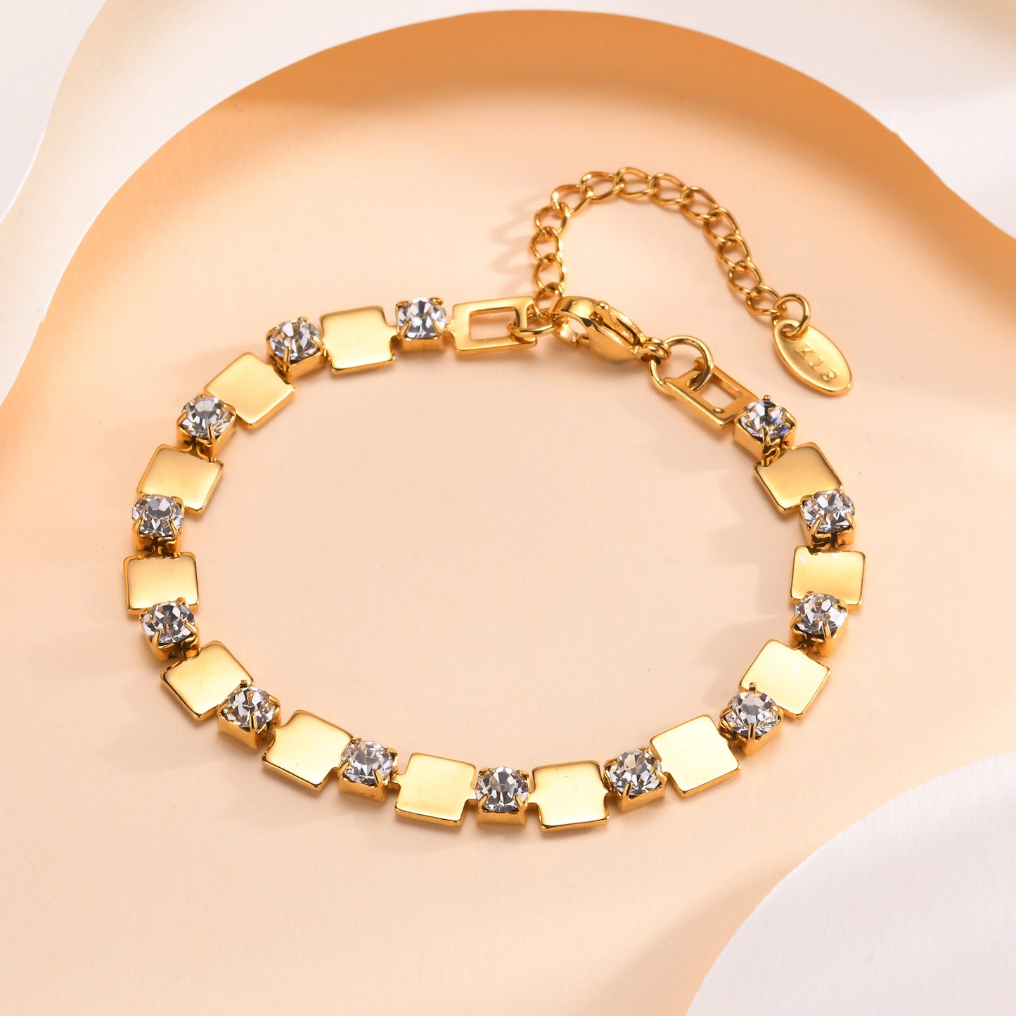 Women's Ornament Stainless Steel Heart-shaped Zircon Gold Bracelets