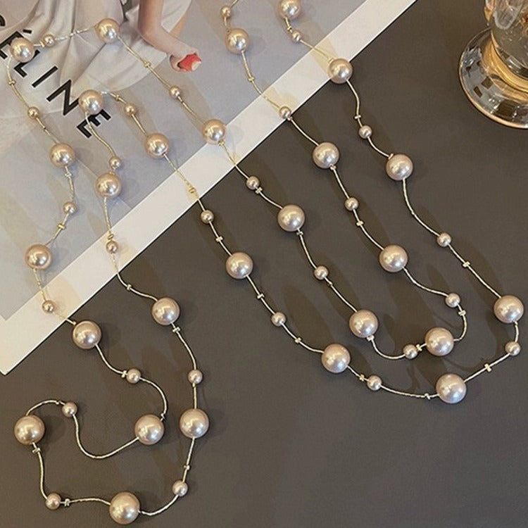 Women's Long Twin Pearl Special Interest Light Necklaces