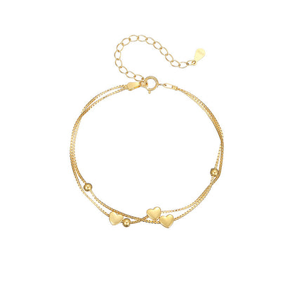 Beads Double Layers Loving Heart Fresh Bracelets