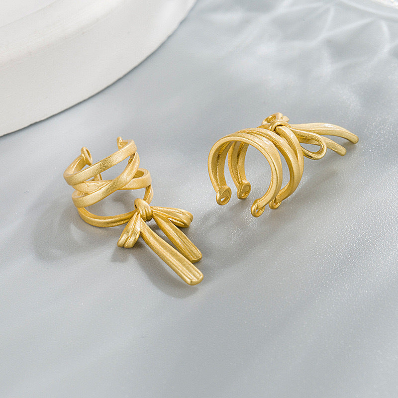 Shaking Bow Ribbon Ear Clip Female Earrings