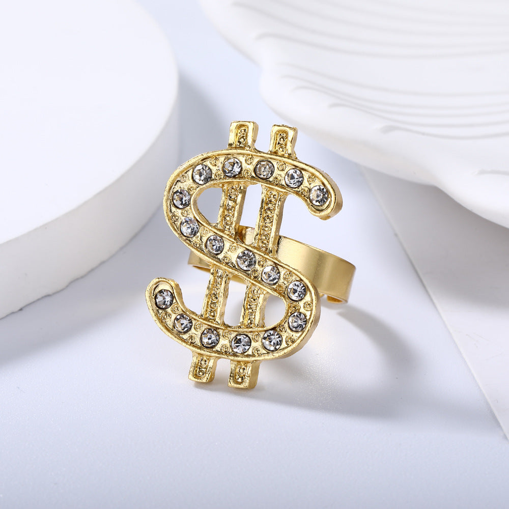 Women's & Men's Nightclub Dollar Symbol Open Hip Hop Rings