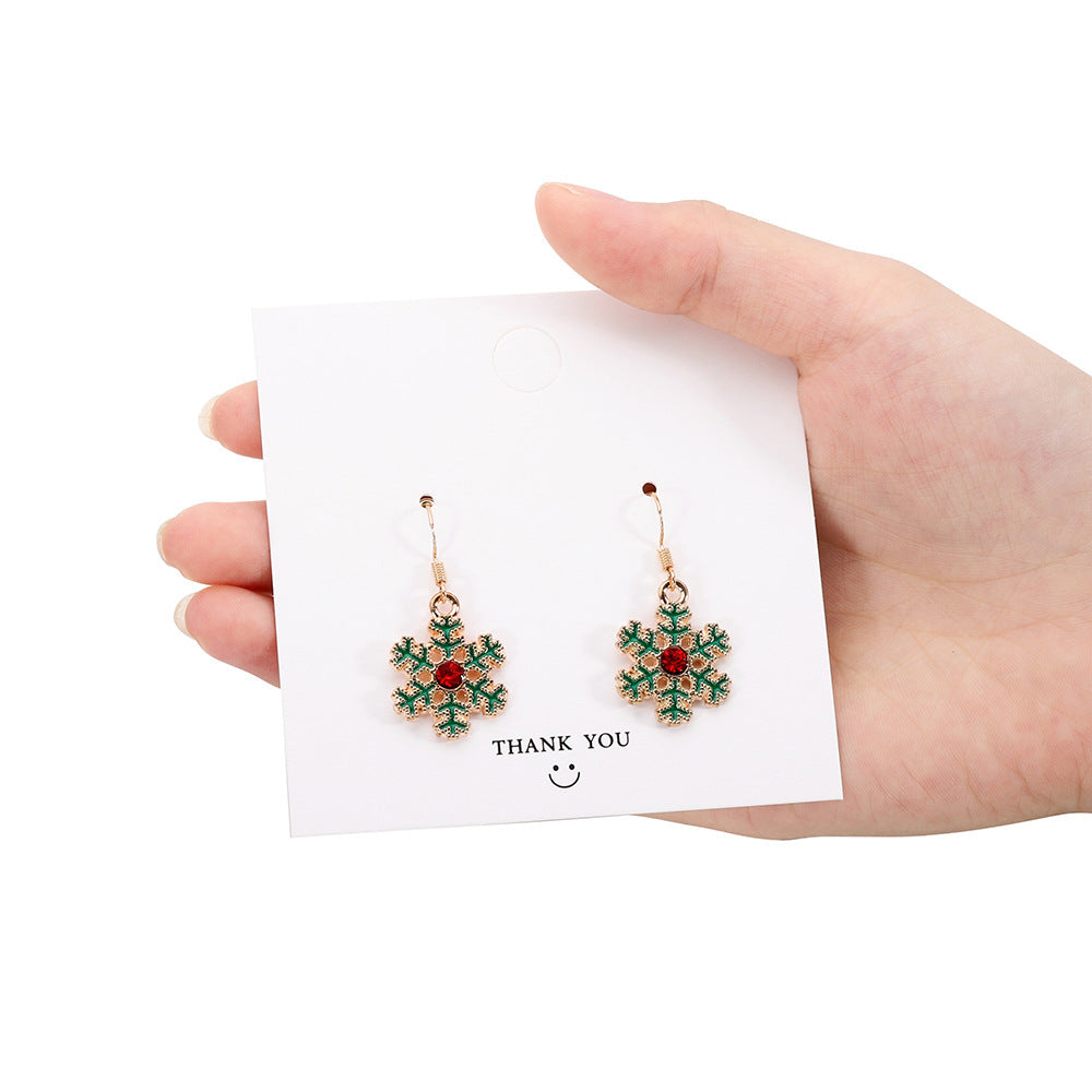 Christmas Tree Elderly Snowflake Crutch Creative Earrings