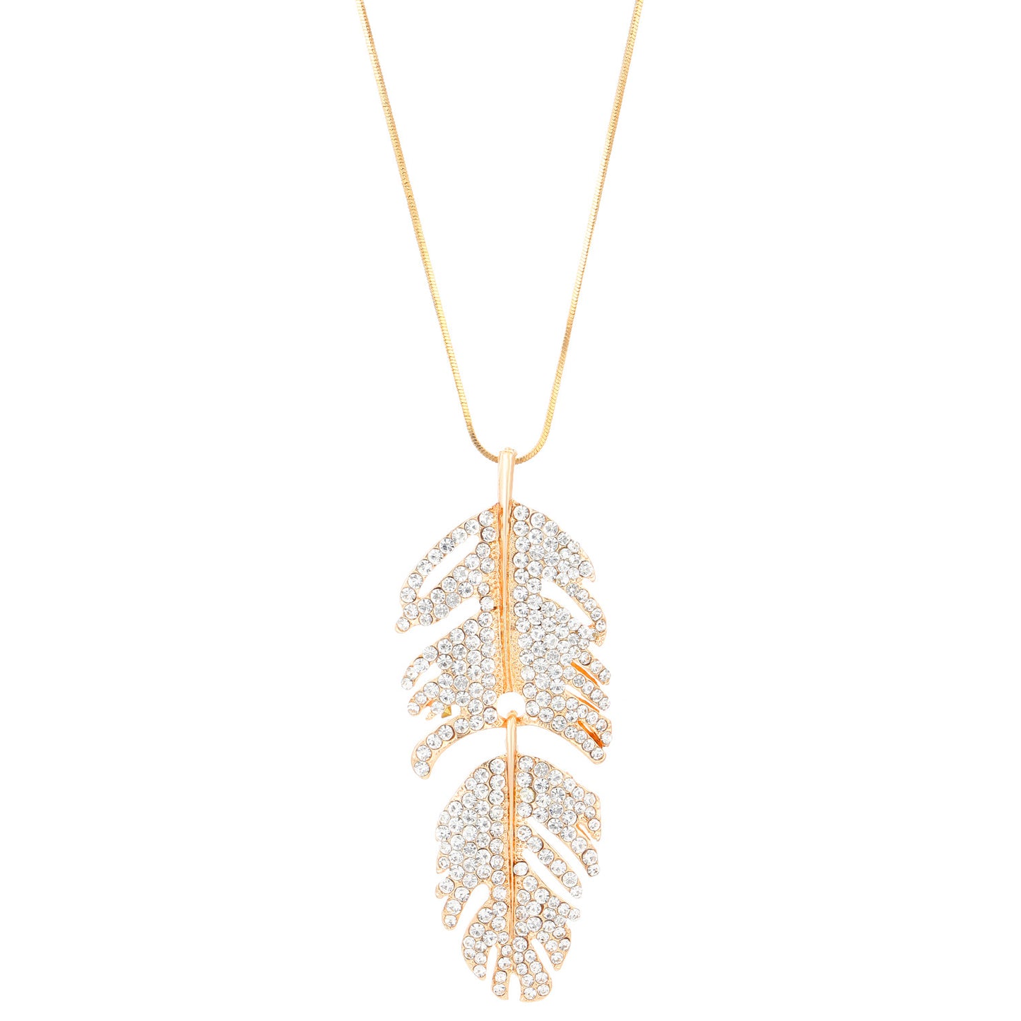 Women's Fashion Long Hip Hop Punk Diamond Feather Necklaces