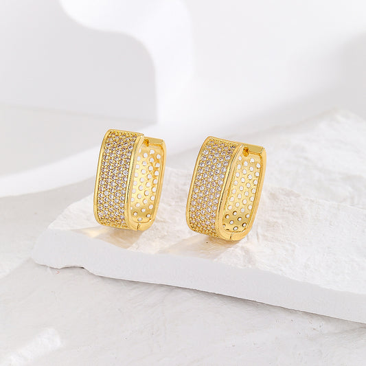 Women's Summer Zircon Rectangular U-shaped Ear Clip Earrings