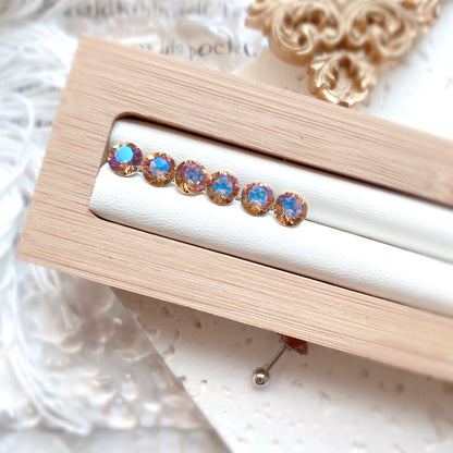 Coating Colorful Crystals Female Screw Tightening Earrings