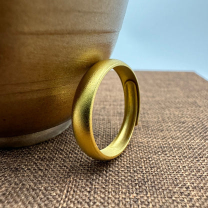 Women's & Men's Alluvial Gold Ancient Simple Glazed Surface Matte Rings