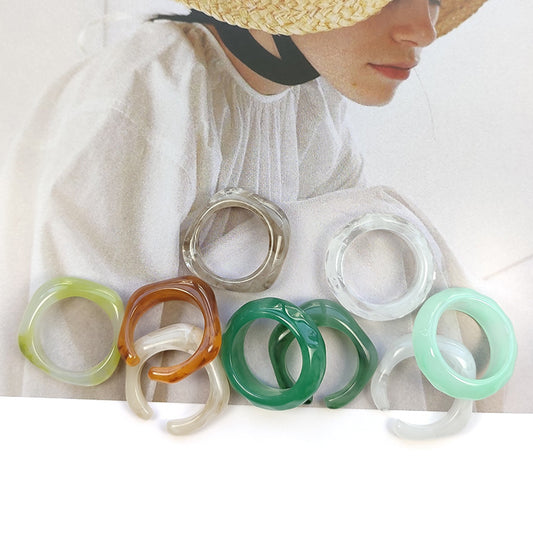Elegant Color Resin Style Transparent Acrylic Rings