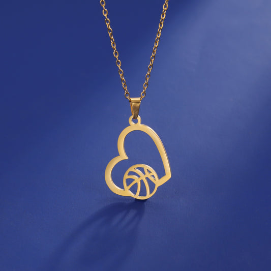 Women's & Men's Stainless Steel Gold Volleyball Love Jewelry Necklaces