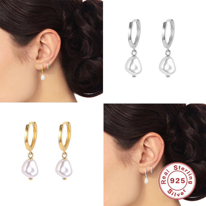 Sterling Sier Style Baroque Pearl Ear Clip Best-selling Earrings