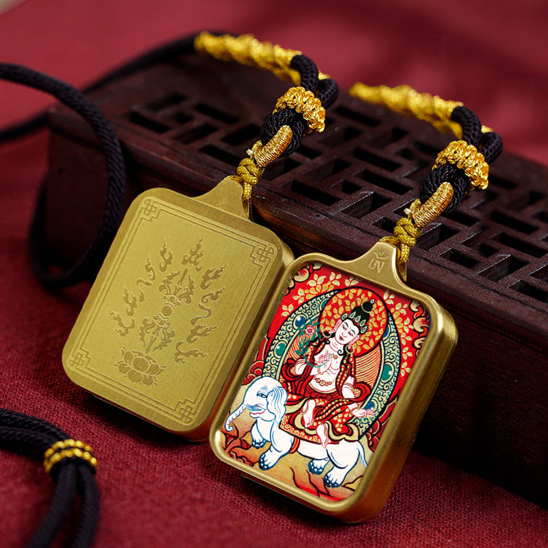 Women's & Men's Statue Of The Buddha Carry-on Yellow Wealth Bodhisattva Pendants