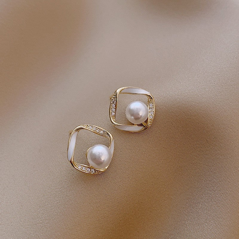 Fashion Sier Needle Temperament Trend Pearl Rings