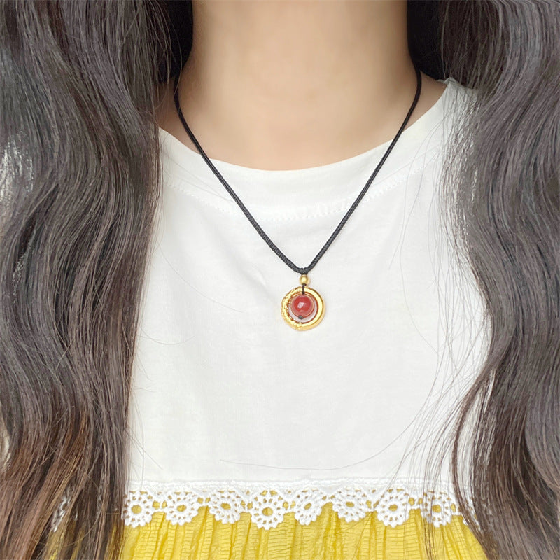 Gold Heritage Auspicious Cloud Black Rope Necklaces