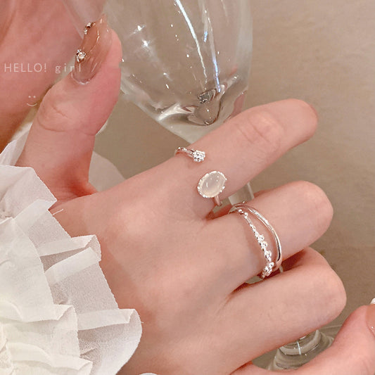 Exquisite Moonstone Simple Female Light Luxury Rings