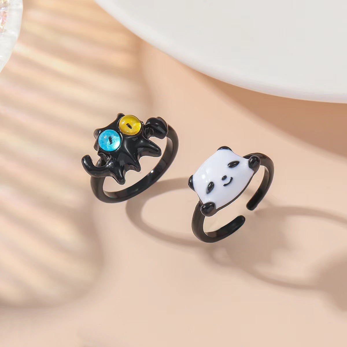 Childlike Cute Panda Alloy Personalized Niche Design Rings