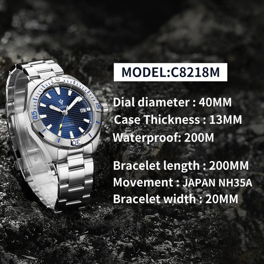 Men's Watch Imported Automatic Business Luminous Beige Mechanical Watches