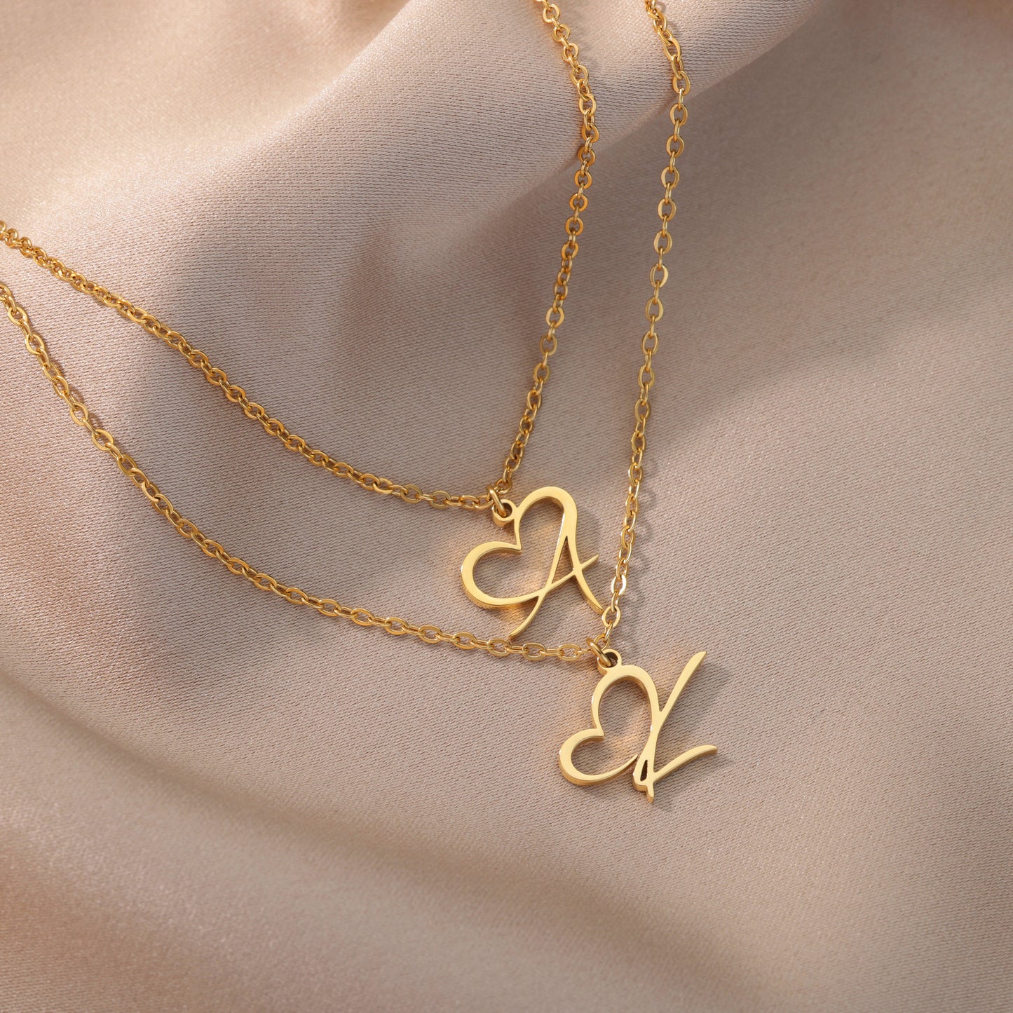 Gold Capital English Letter Stainless Steel Necklaces