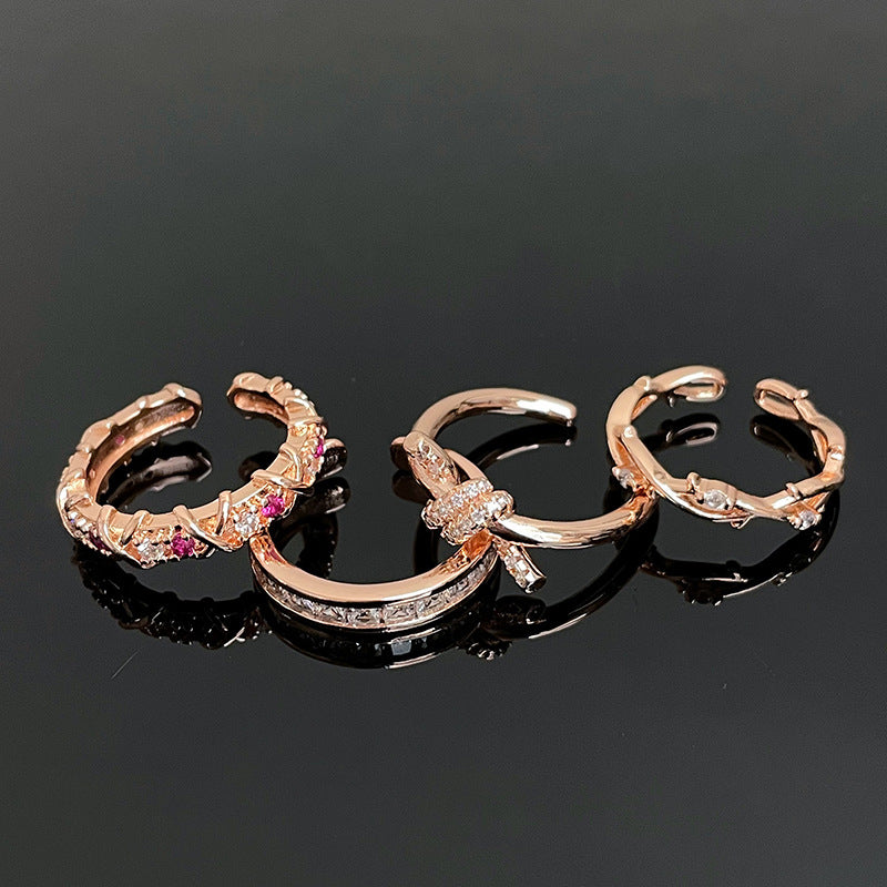 Cross Rose Gold Retro Temperamental Minority Rings