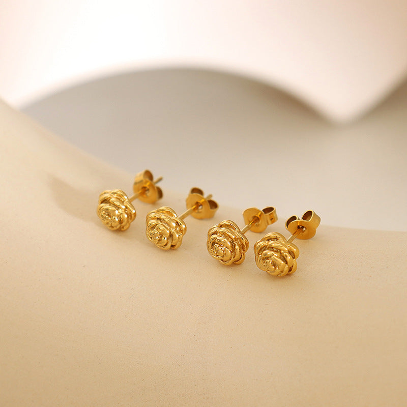 Women's Gold-plated Rose Flower Korean Style Classic Earrings