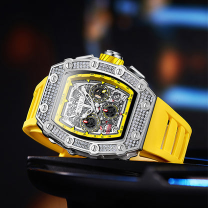 Men's Diamond Stylish Versatile Watch Tape Fast Mechanical Watches