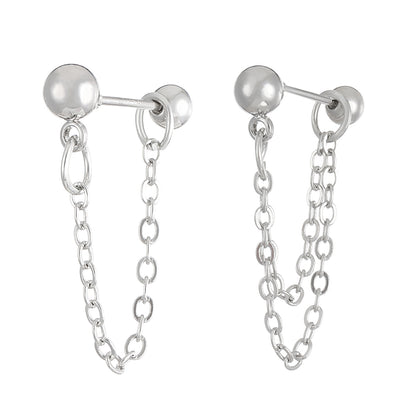 Chain Cold Style Design Alloy Ball Earrings