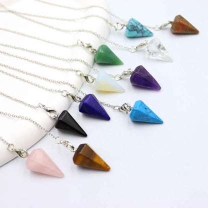 Gemstone Tapered Hexagonal Cone Six-sided Rhombus Pendants