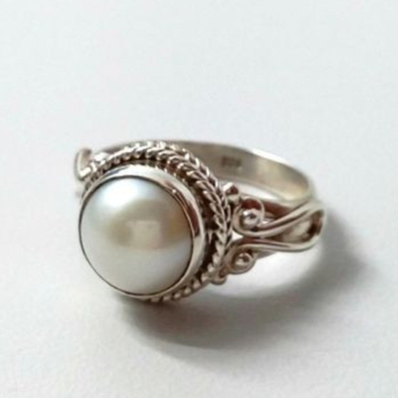 Women's Retro Imitation Thai Sier Trendy Pearl Rings
