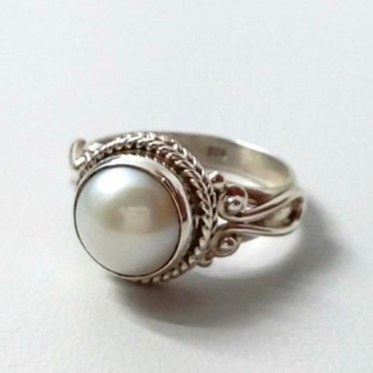 Women's Retro Imitation Thai Sier Trendy Pearl Rings
