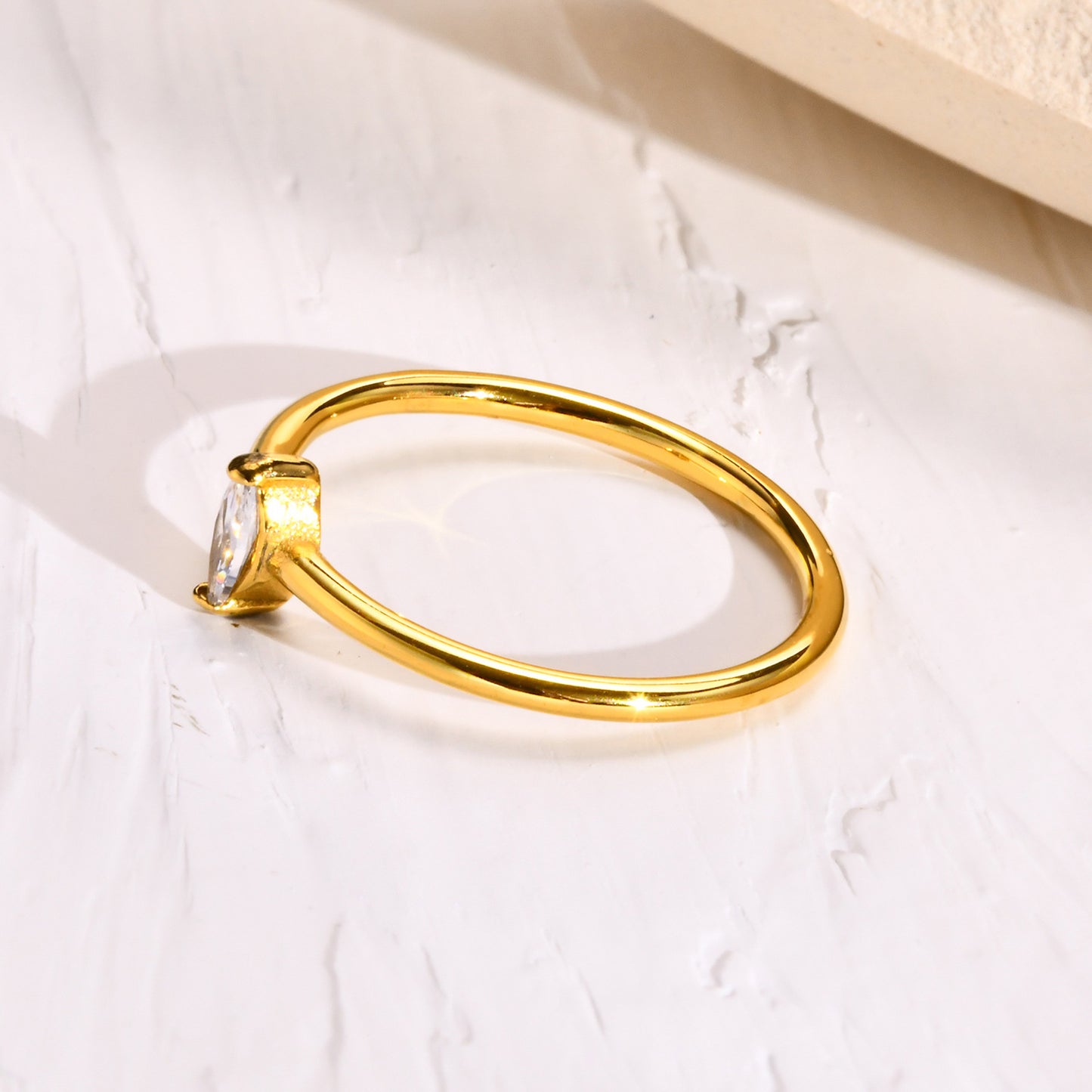 Women's Steel Zircon White Stone Personality Stacked Fashionable Golden Rings