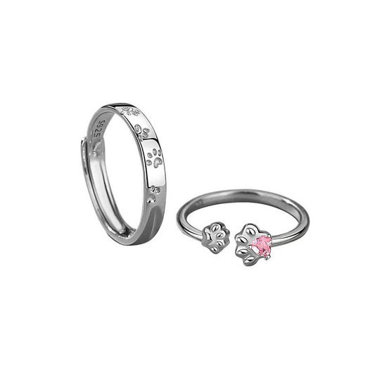 Women's & Men's Cat Couple For Cat's Paw Design Valentine's Rings
