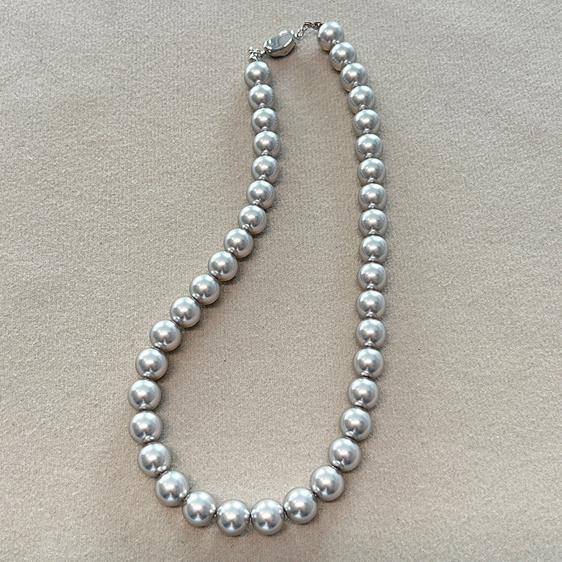 Imitation Polo Pearl Light Luxury Minority Advanced Gray Necklaces