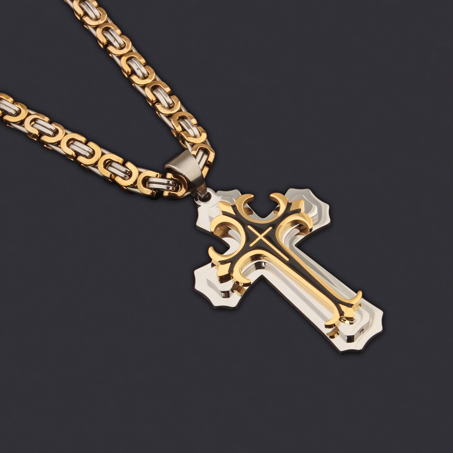 Cross Oiling Stainless Steel Titanium Flat Pendants