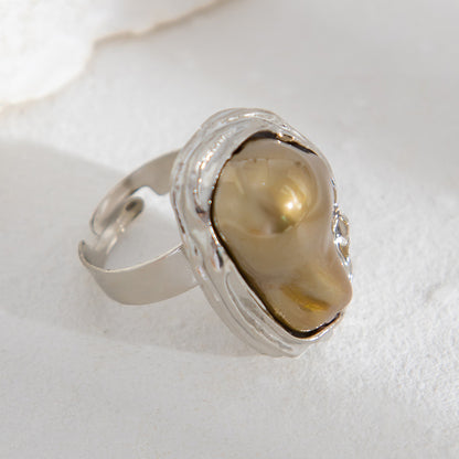 Baroque Inlaid Shaped Pearl Retro Irregular Rings