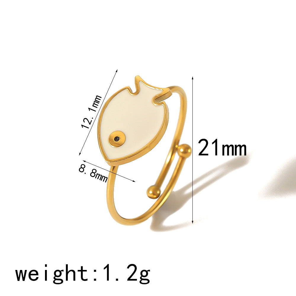 Gold Dripping Titanium Steel Female Retro Rings