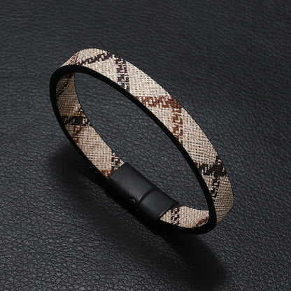 Simple Fashion Printed Striped Magnetic Buckle Bracelets