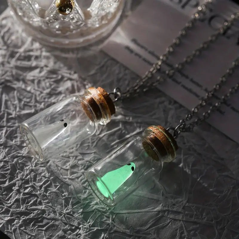 Coffee Flow Halloween Drift Bottle Luminous Necklaces