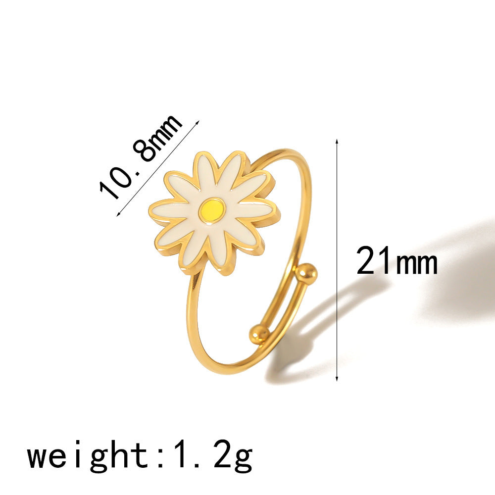 Gold Dripping Titanium Steel Female Retro Rings